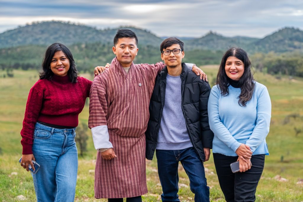 Wangdi (second from left) photographed with other scholars from Bangladesh and Pakistan while visiting the Ikara-Flinders Ranges National Park.